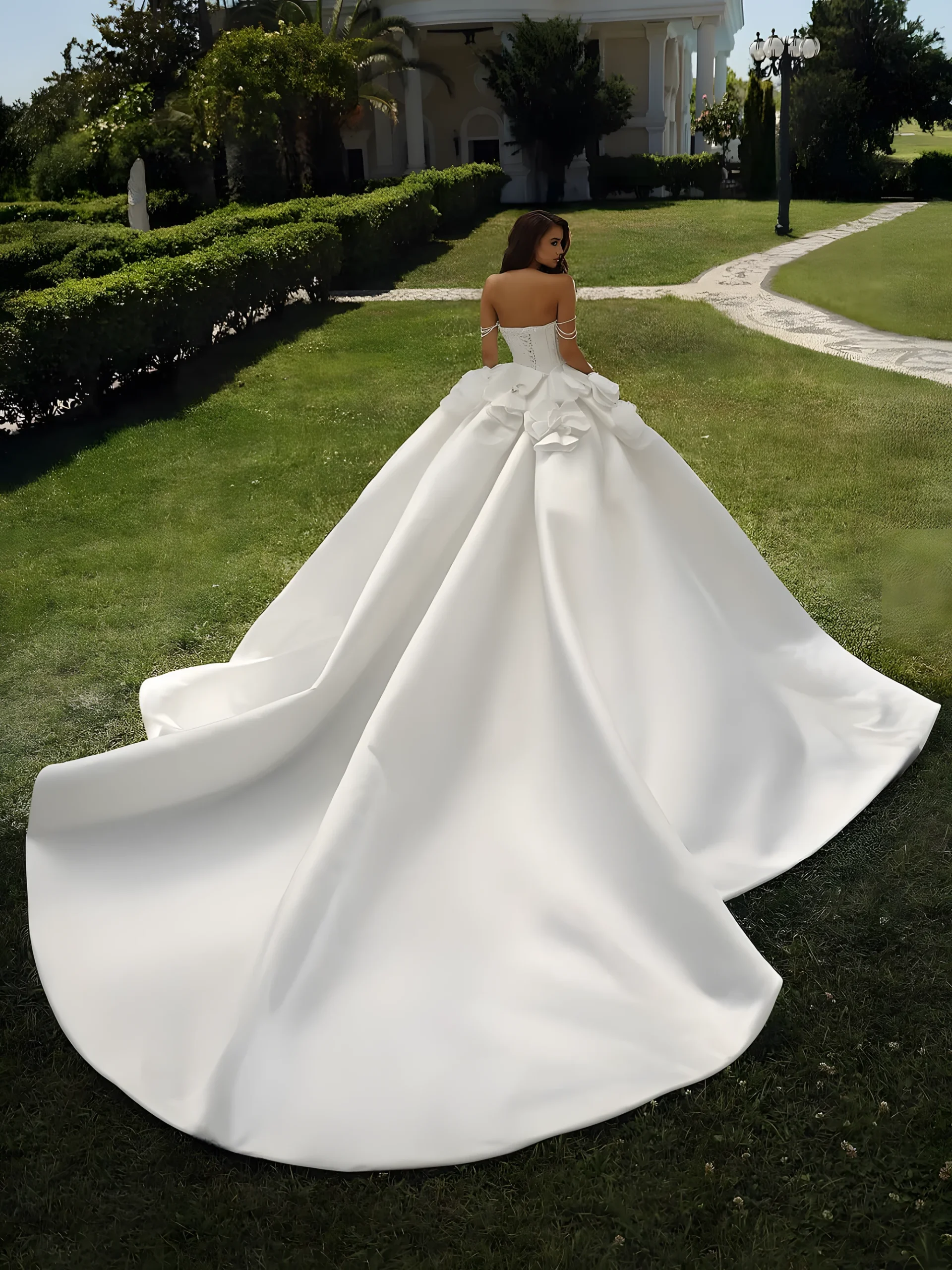 Robe de mariage dos nu avec traîne