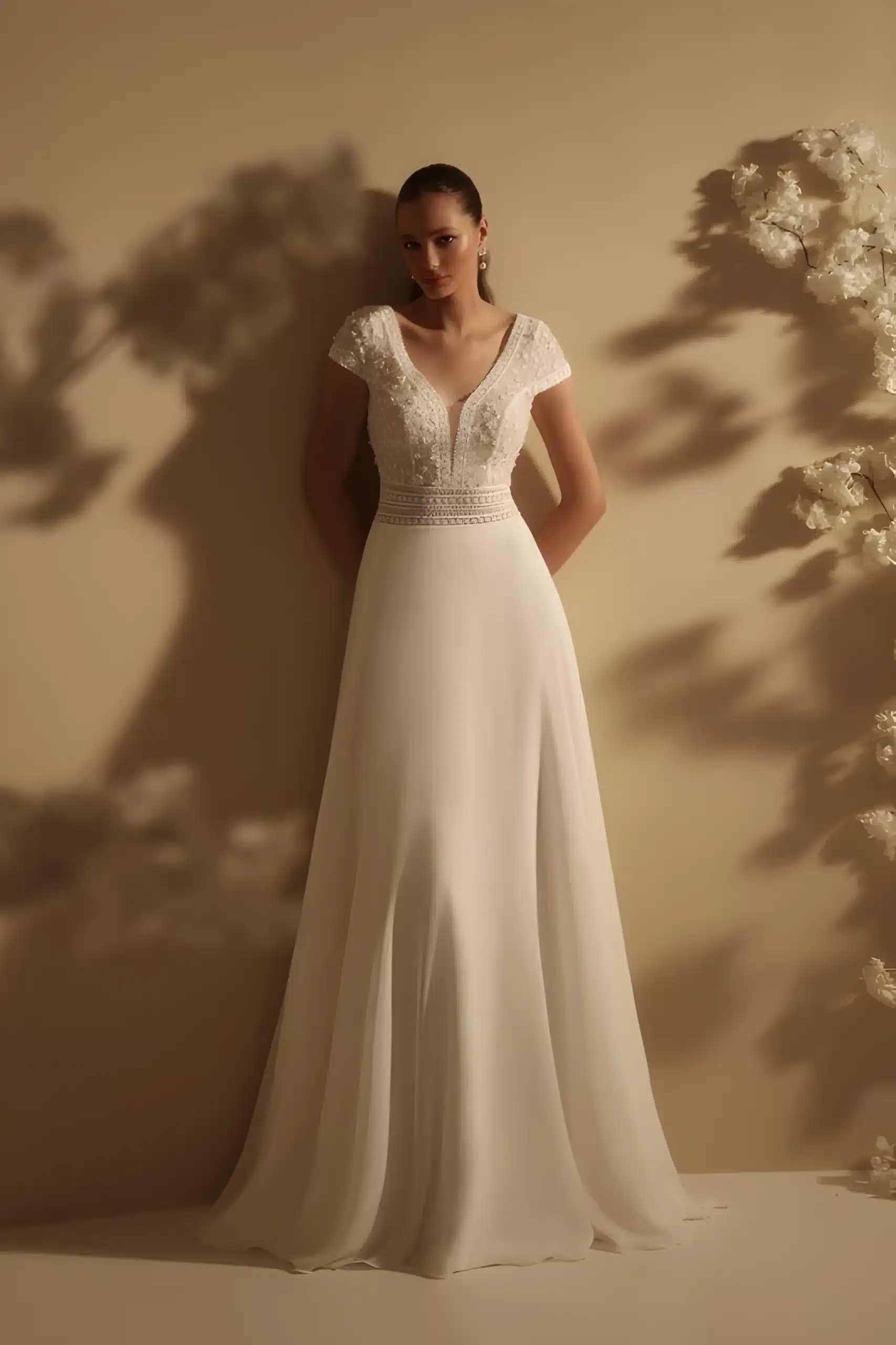 Robe de mariée pure style boho en mousseline