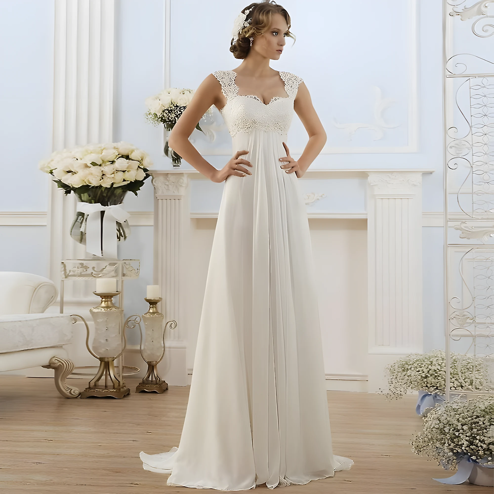 Robe de mariée bohème silhouette empire