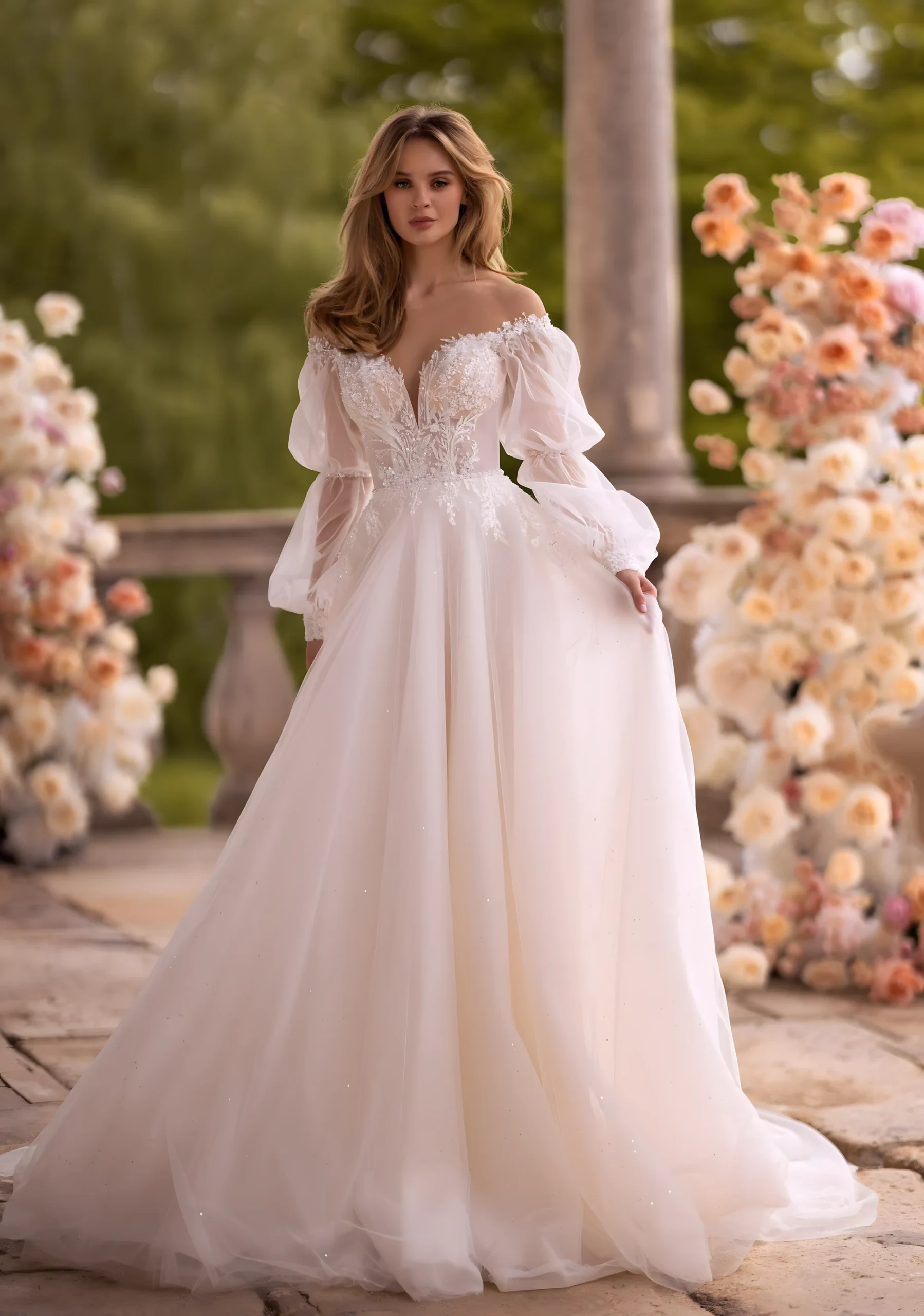 Robe de mariée bohème en tulle et organza