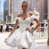 Robe de mariée mariage civil courte évasée forme bouffante