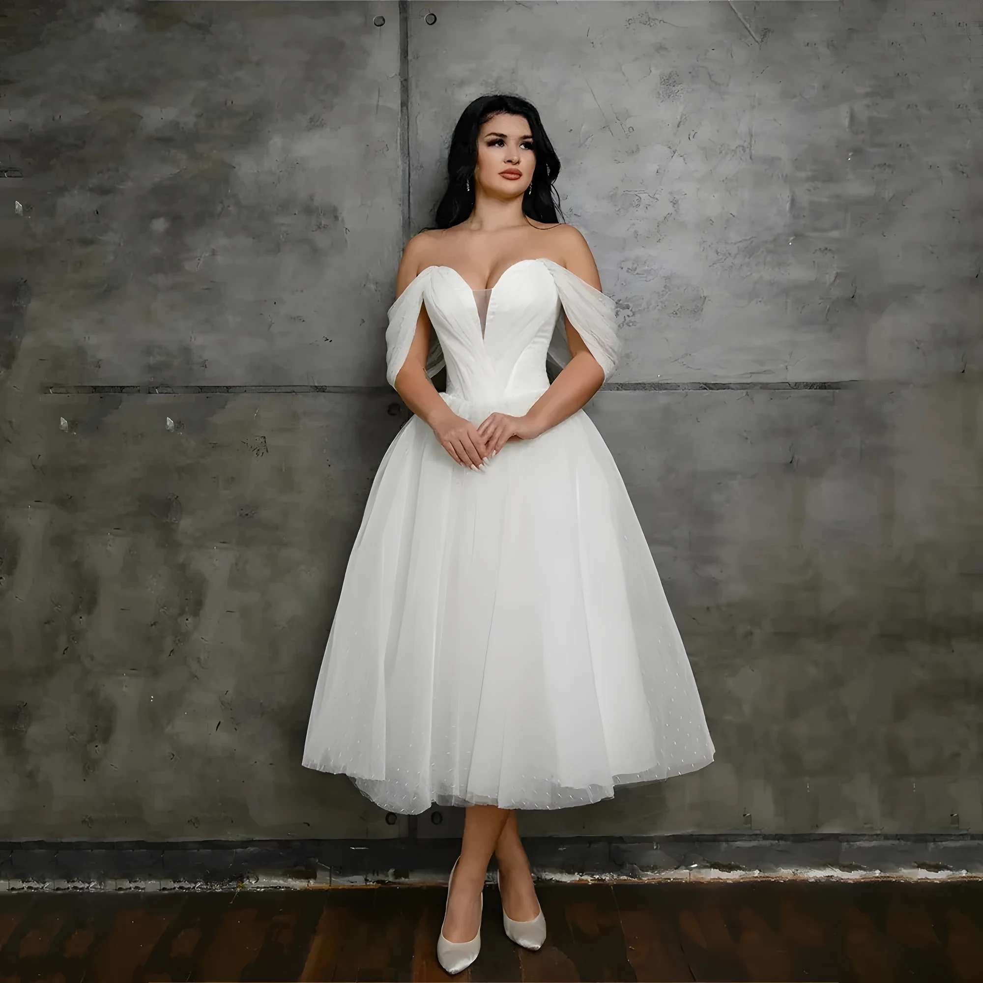 Robe de mariée en Organza et Tulle pour mariage civil