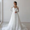 Robe de mariée avec dentelle silhouette en A