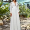 Robe de mariée taille haute cintré avec manches longues
