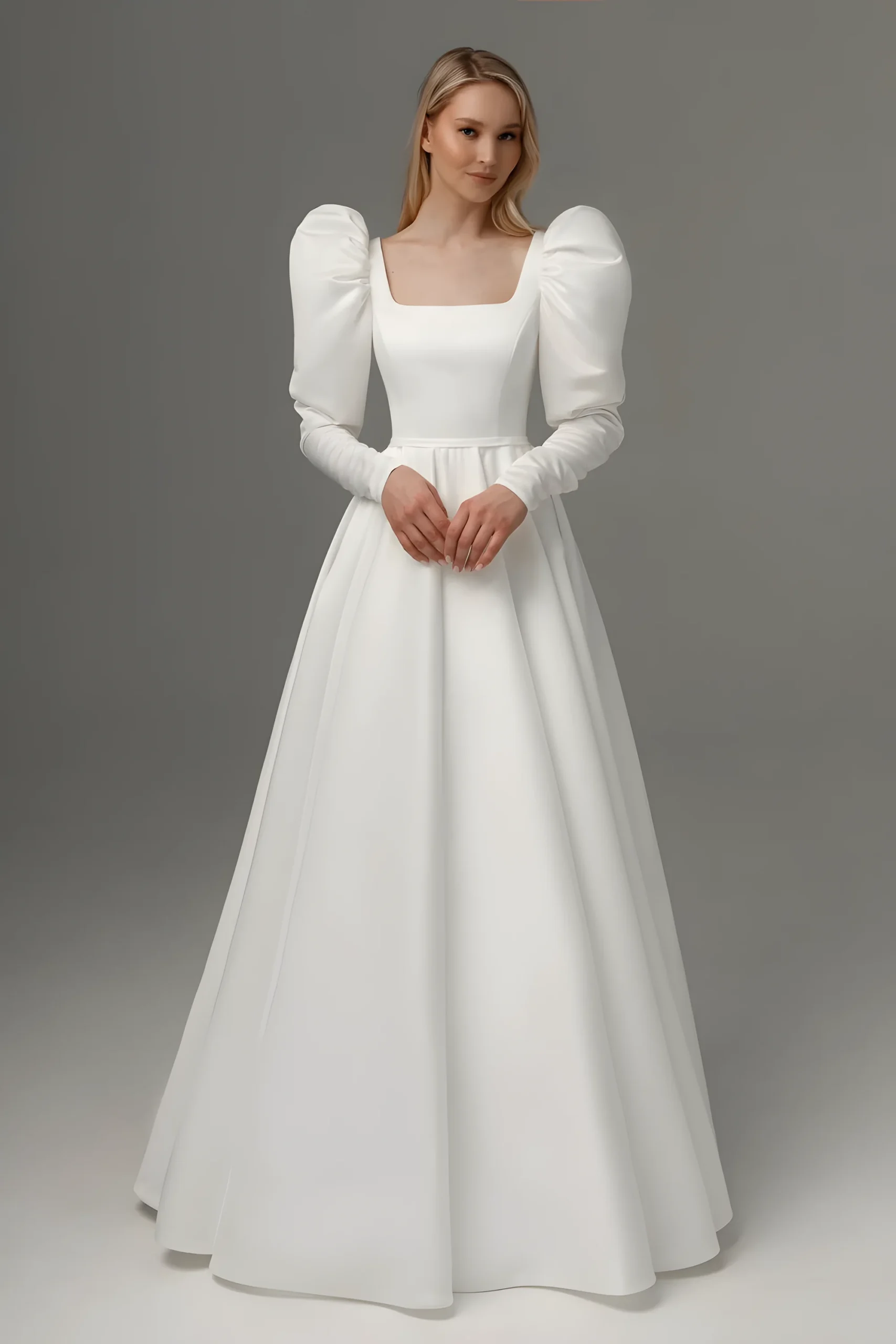 Robe de mariée structurée avec manches longues