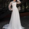 Robe de Mariée Manches Longues transparentes bouffantes