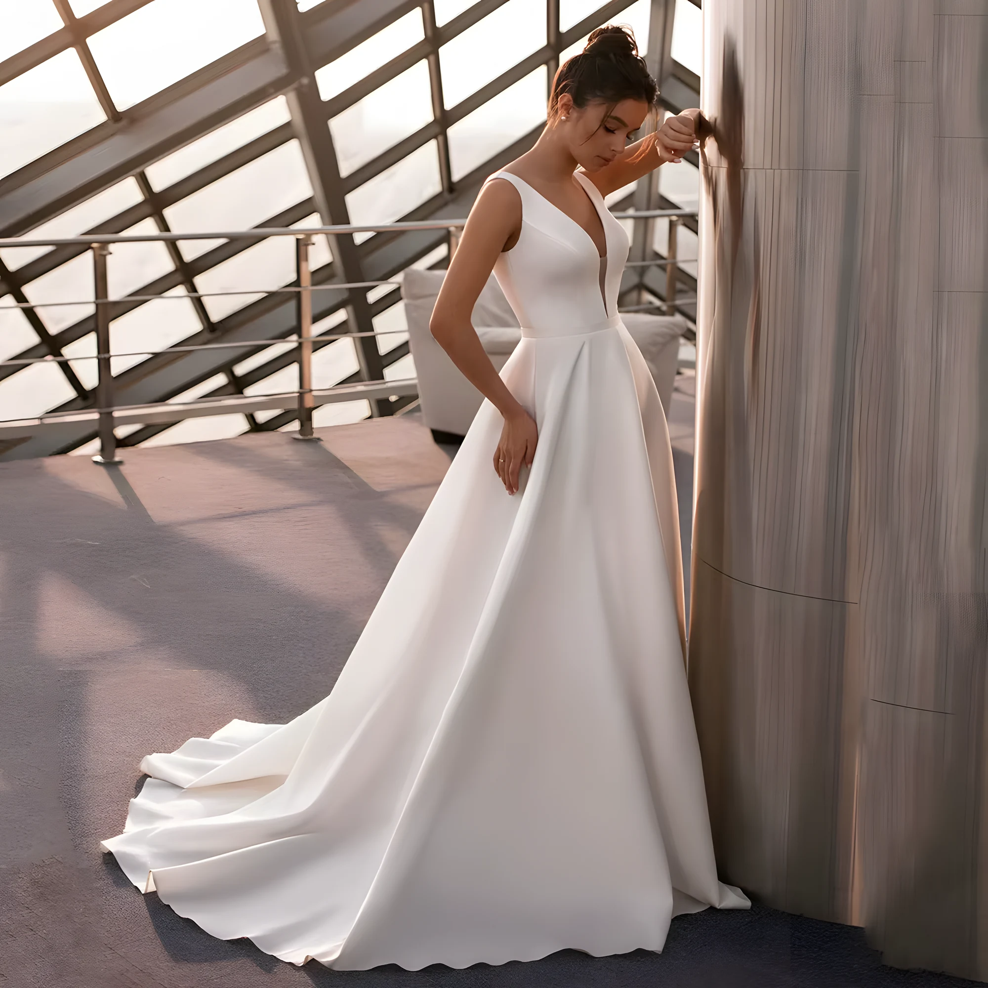 Robe de mariée pour mariage civil en satin de soie
