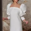 Robe de mariée courte en satin pour mariage civil