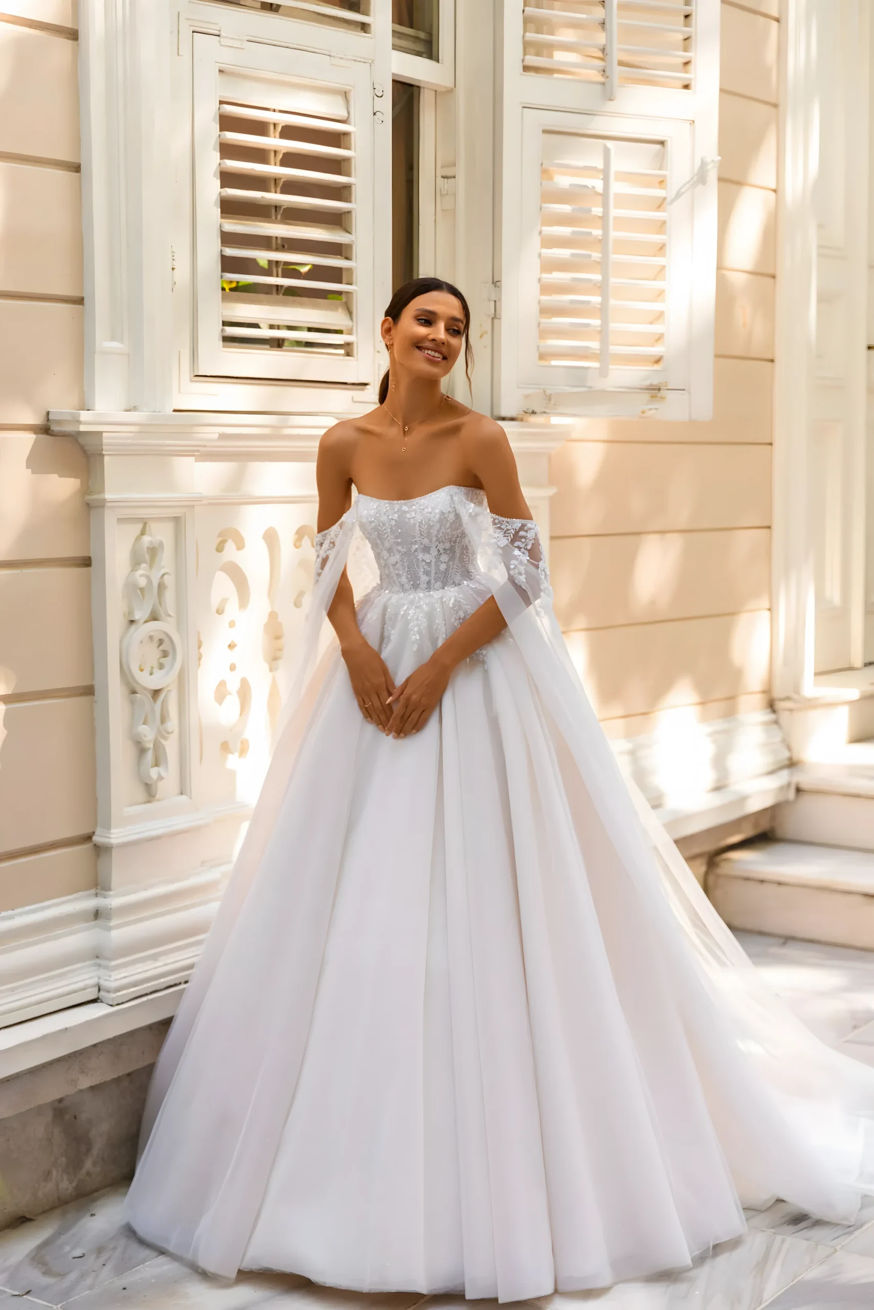 Robe de Mariée style Princesse coupe A bustier droit