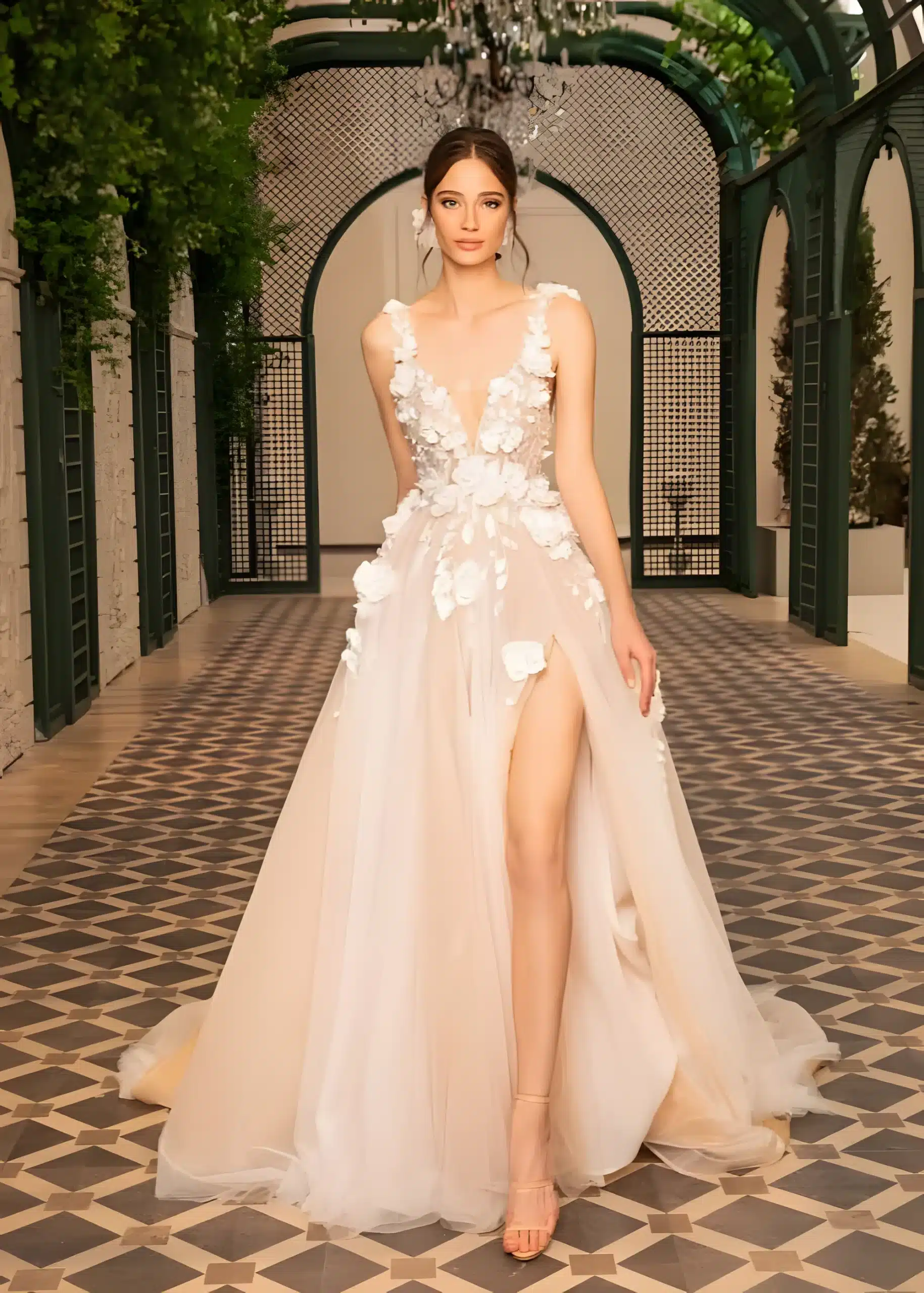 Robe de mariée style romantique en tulle au tombé léger