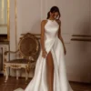 Robe de Mariée Romantique en Satin avec col halter