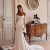 Robe de Mariée crêpe et dentelle coupe sirène