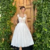 Robe de Mariée vintage en mousseline style années 50 avec jupe longueur midi