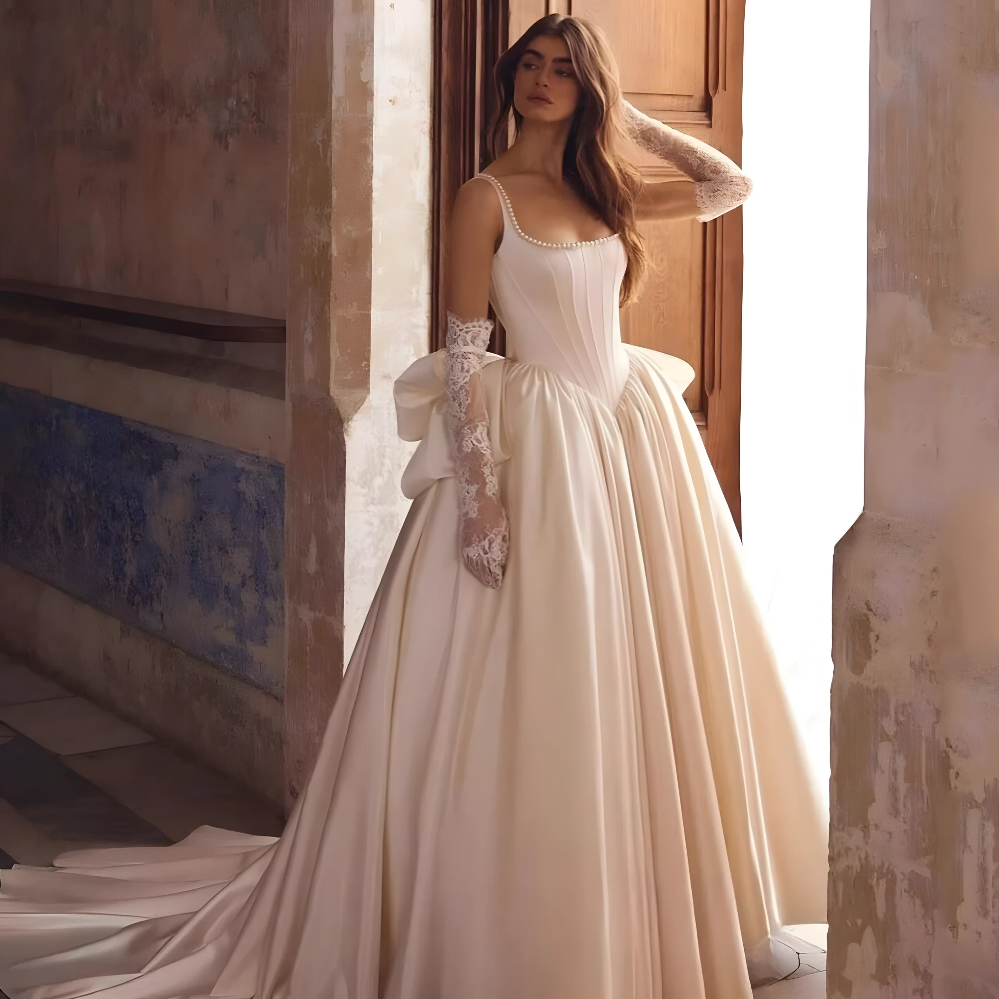 Robe de Mariée vintage esprit baroque avec jupe à la française