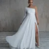 Robe de mariée grande taille asymétrique esprit bohème