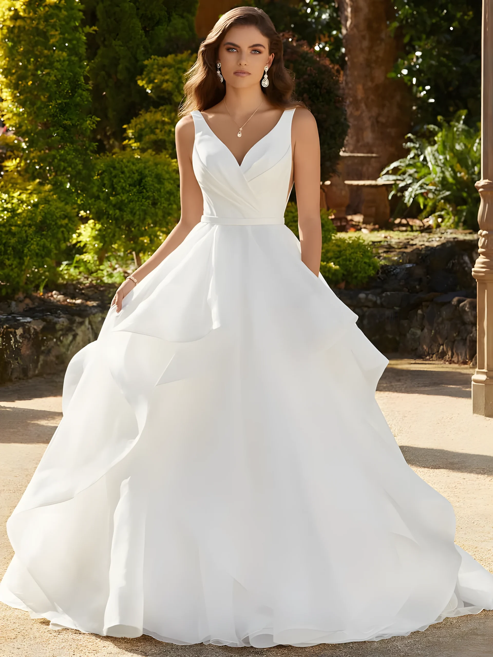Robe de mariée romantique en taffetas évasé