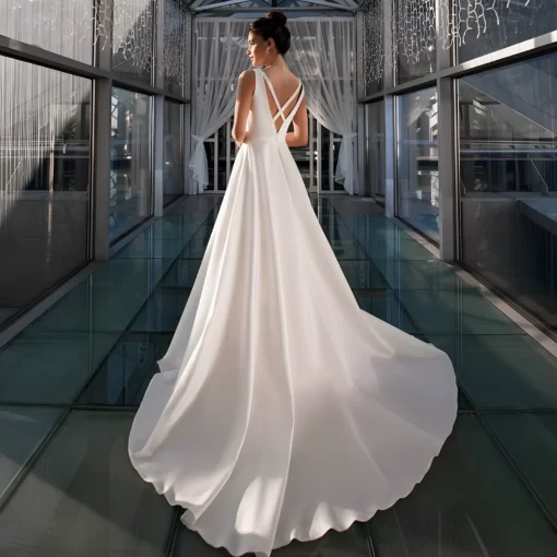 Robe de mariée pour cérémonie en civile en satin de soie avec dos nu