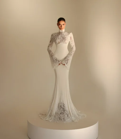 Robe de mariée taille haute style sirène rétro