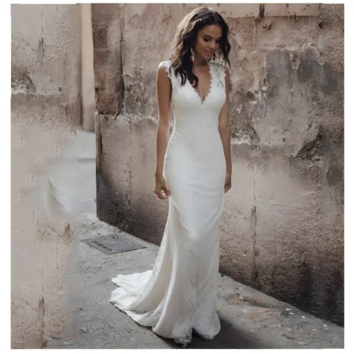 Robe de mariée en dentelle silhouette sirène