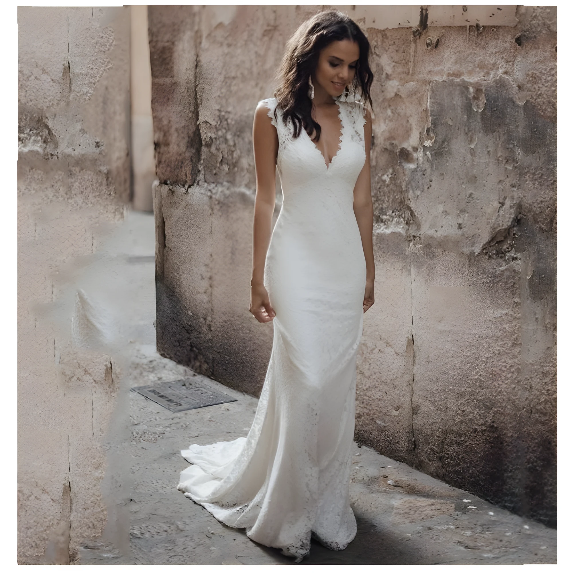 Robe de mariée en dentelle silhouette sirène