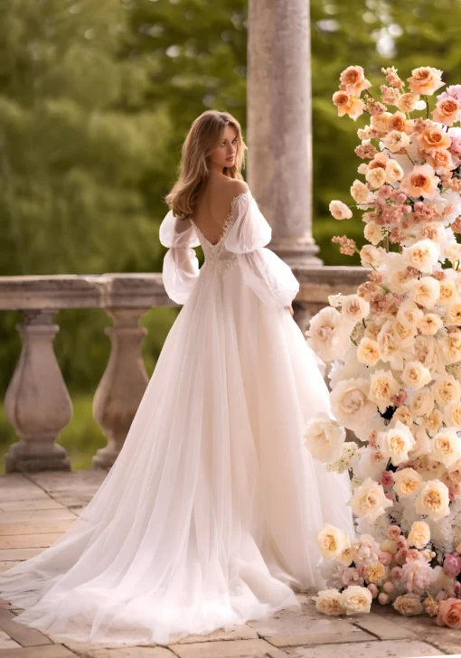Robe de noce bohème tulle et organza effet transparent