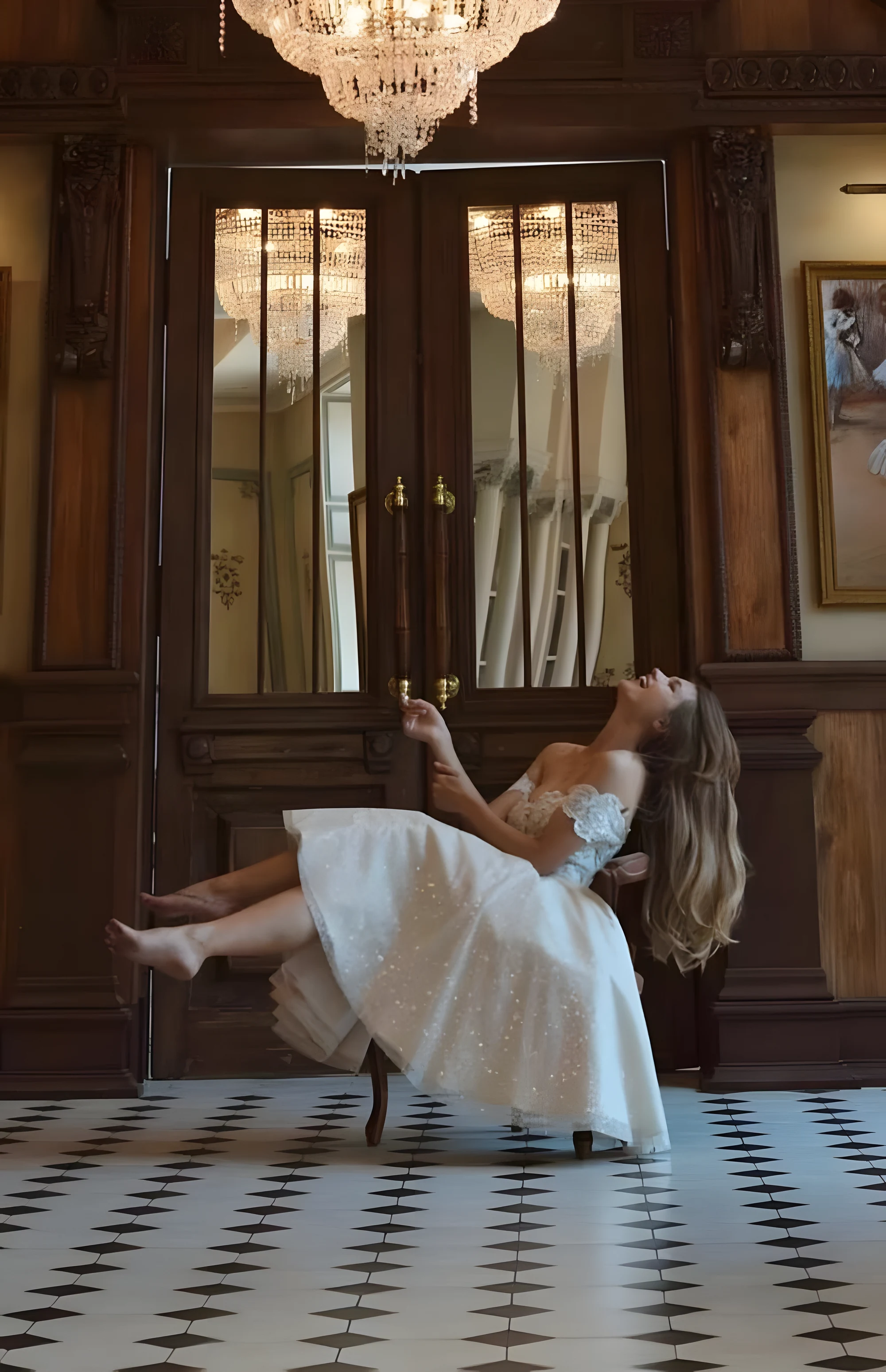 Robe pour mariage civil avec jupe évasée brillante