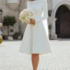 Robe de Mariée Mariage civil avec haut couvert et jupe courte