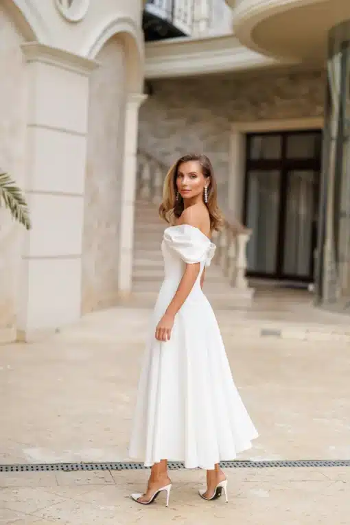 Robe de Noce style rétro en crêpe façon tea length