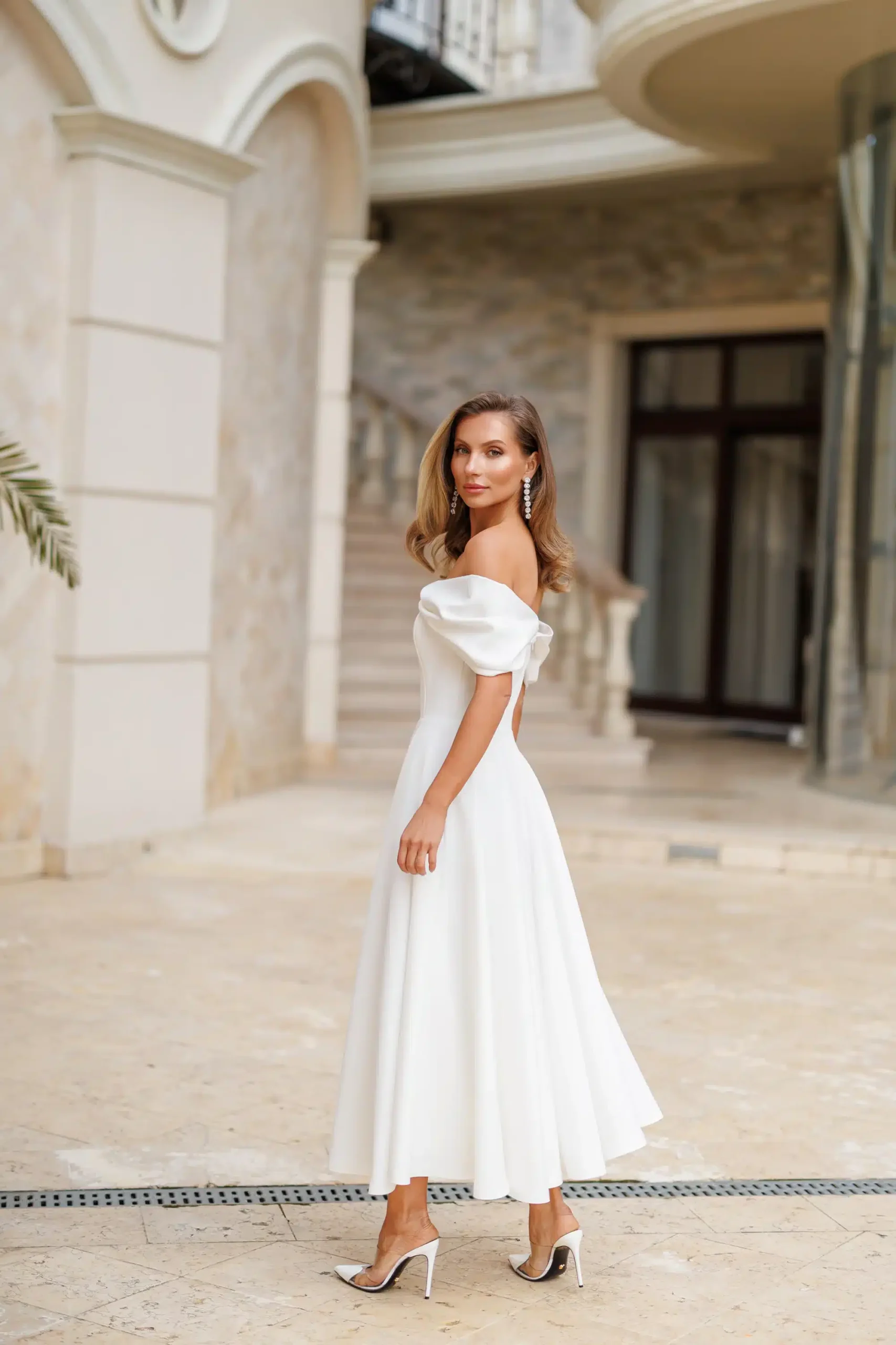 Robe de Noce style rétro en crêpe façon tea length