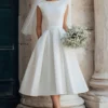 Robe de noce style rétro années 50 silhouette tea length