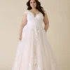 Robe de Mariée Grande Taille avec appliqués de dentelle sur Tulle silhouette en A