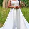 Robe de Mariage Grande Taille en satin pour mariage printemps