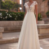 Robe de Mariée bohème champêtre en mousseline et dentelle fine pour un effet garanti