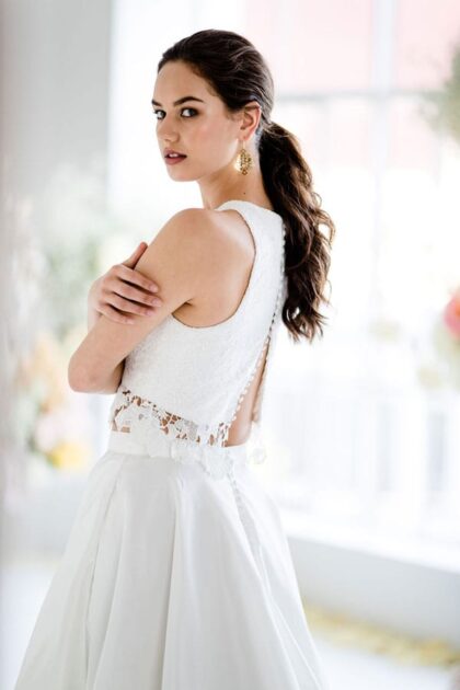 Robe de noce en 2 pièces style bohème en organza