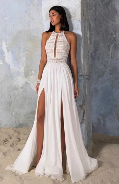 Robe de mariée style bohème des plages idéal pour mariage estival en bord de mer