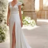Robe de Mariée Dos Nu dentelle fine sur mousseline