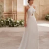 Robe de mariage en mousseline de soie avec dos nu