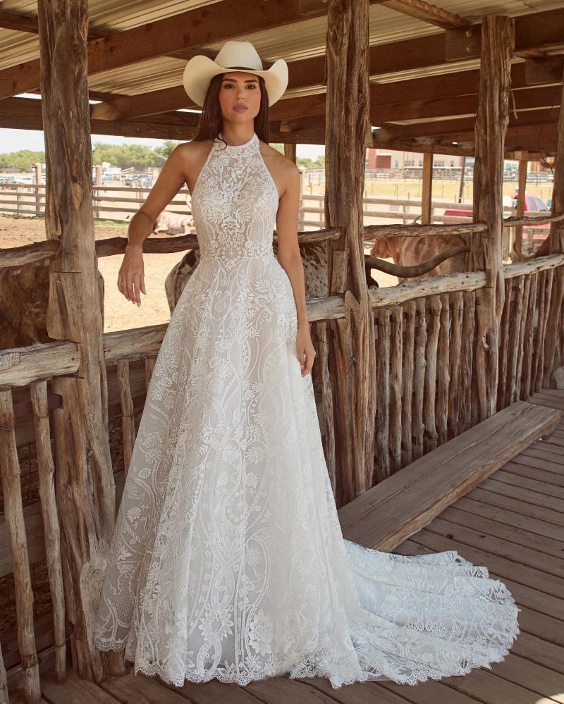 Robe de Mariée au dos nu faite de dentelle et de mousseline pour le plus grand plaisir des regards