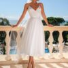 Robe de mariage dos nu avec top en satin de coton et jupe en tulle