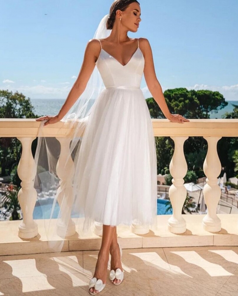 Robe de mariage dos nu avec top en satin de coton et jupe en tulle
