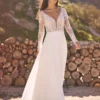 Robe de Mariée avec manches Longues silhouette A et allure bohème