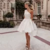Robe de Mariée courte et asymétrique pour Mariage Civil Romantique